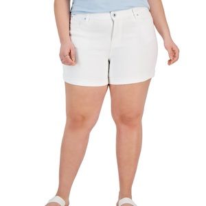 Plus size cuffed denim shorts